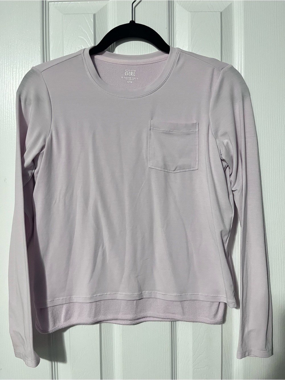 Athleta Girl Soft pinkish Lavender Long-Sleeve Pocket Tee Large 12
